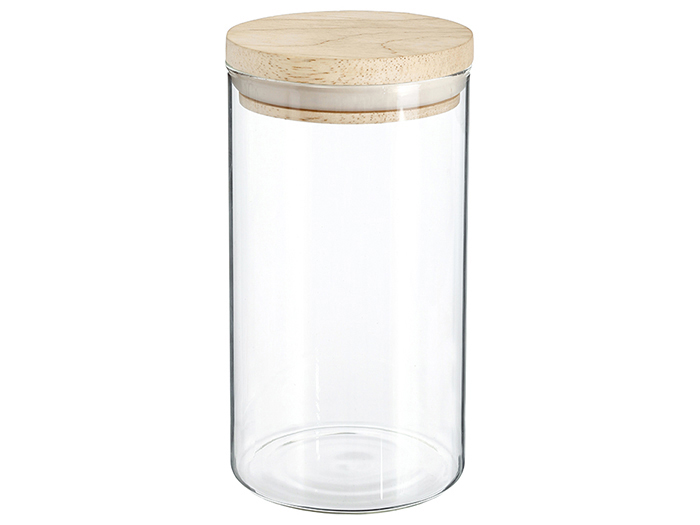 5five-glass-storage-jar-with-wooden-lid-1l-10cm-x-18cm