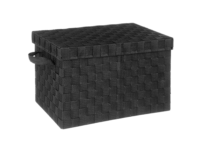 polypropylene-storage-basket-with-lid-black-40cm-x-28cm-x-26cm