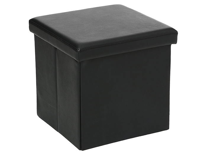 mdf-and-pu-leather-foldable-pouf-stool-black-38-cm