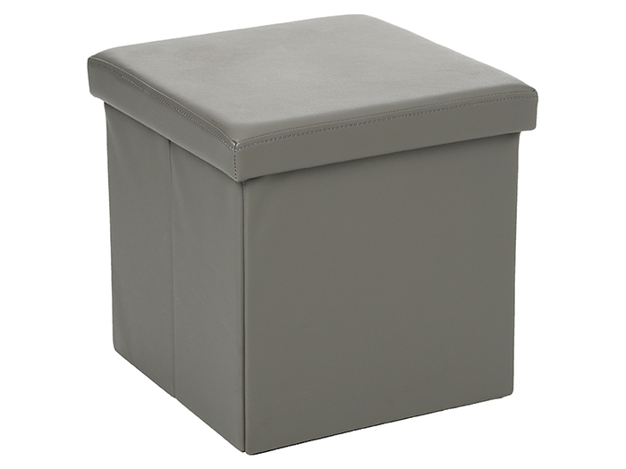 mdf-and-pu-leather-foldable-pouf-stool-grey-38-cm