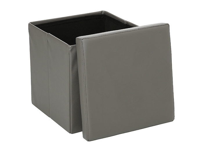 mdf-and-pu-leather-foldable-pouf-stool-grey-38-cm