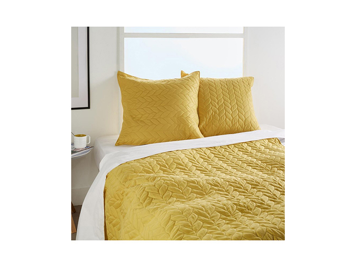 atmosphera-braid-bed-cover-with-2-pillowcases-ochre-yellow-240cm-x-260cm