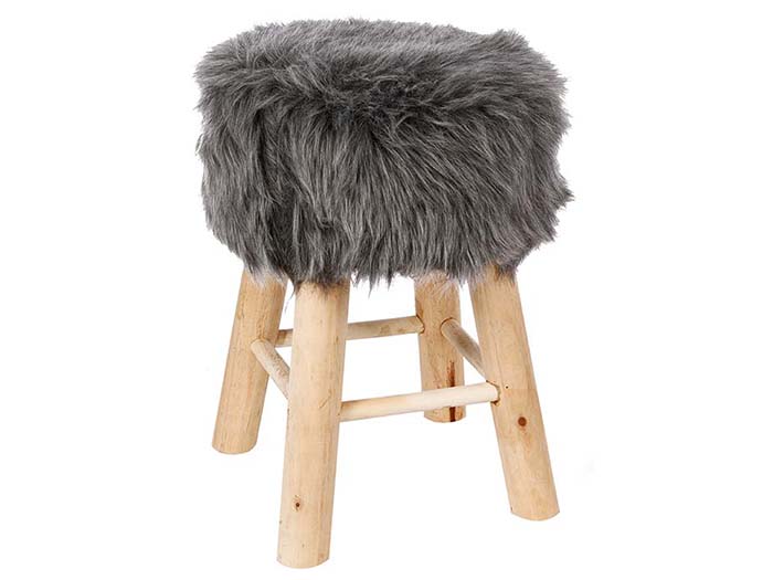 atmosphera-oslo-faux-fur-mini-stool-grey-41-5-cm