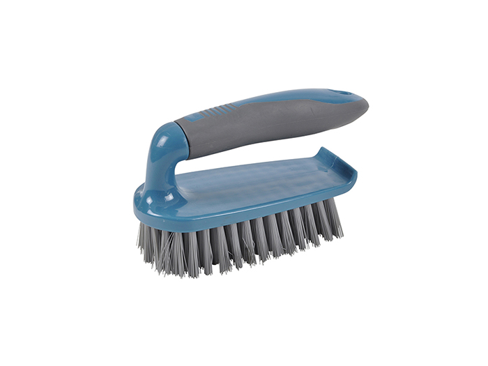 plastic-scrubbing-brush-with-rubber-handle-15cm-bicolor-anthracite-and-peacock-blue
