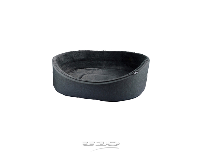 newton-polyester-fleecy-oval-pet-bed-charcoal-grey-45cm-x-28cm