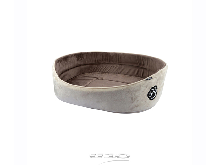paw-design-oval-polyester-suedette-pet-bed-beige-with-brown-50cm-x-32cm