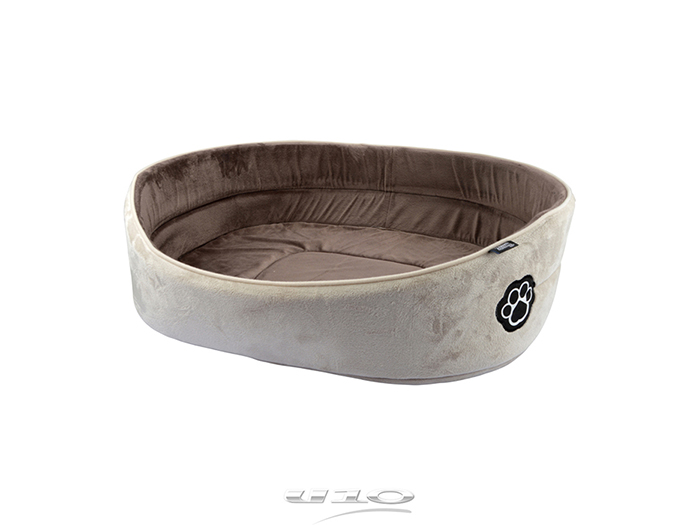 paw-design-oval-polyester-suedette-pet-bed-beige-with-brown-70cm-x-52cm