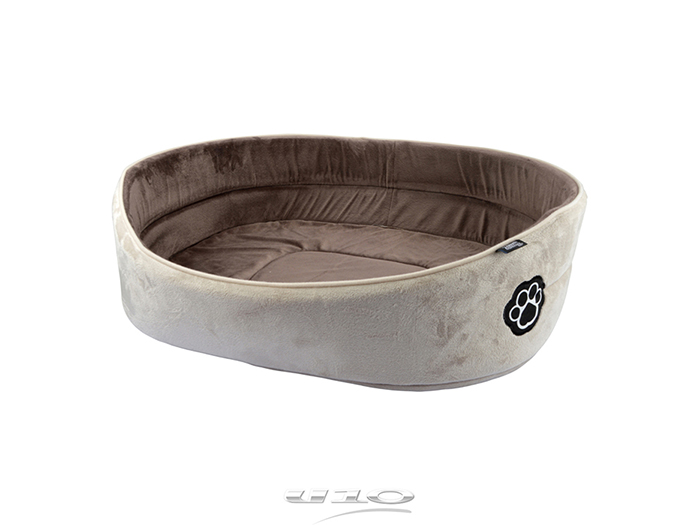 paw-design-oval-polyester-suedette-pet-bed-beige-with-brown-80cm-x-62cm