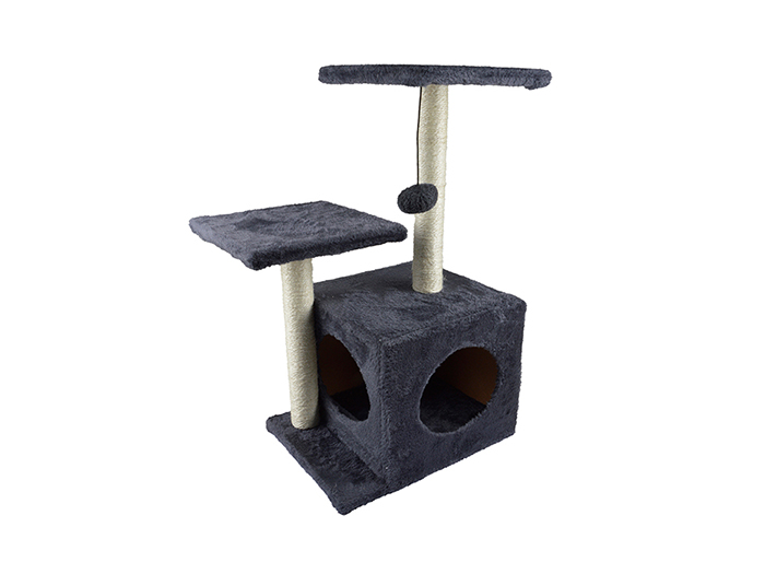 cat-tree-2-tier-platform-with-pom-pom-grey