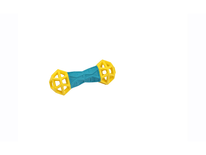 dog-toy-geometric-plastic-bone-blue-yellow-18-cm