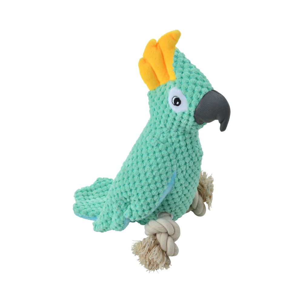 polyester-dog-plush-parrot-toy-13x-h28cm-green