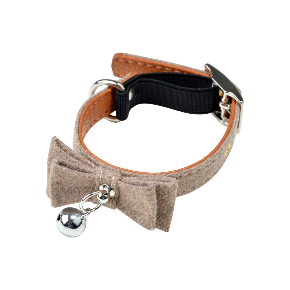 collar-pets-anti-choking-bow-tie-bell-polyester-tweed-natural-20-27-cm