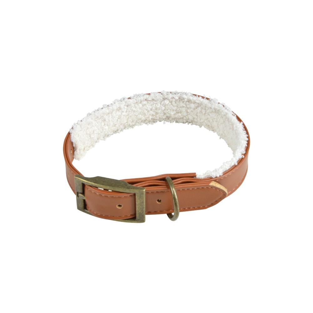 dog-collar-wooly-30cm-cognac-ecru