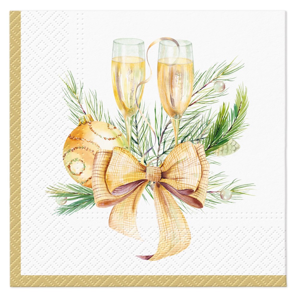 festive-christmas-napkins-with-champagne-glasses-gold-bow-33x33cm