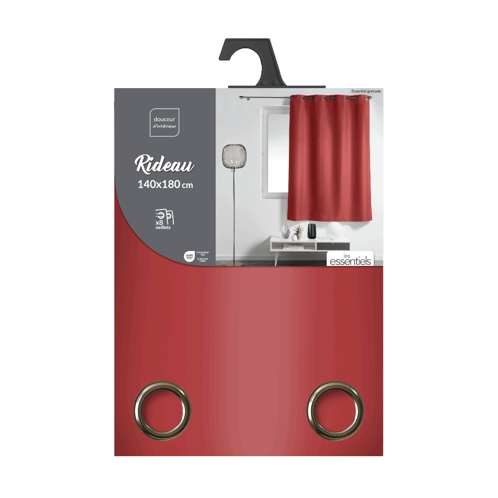 curtain-with-eyelets-plain-polyester-essential-pomegranate-140-cm-x-180-cm