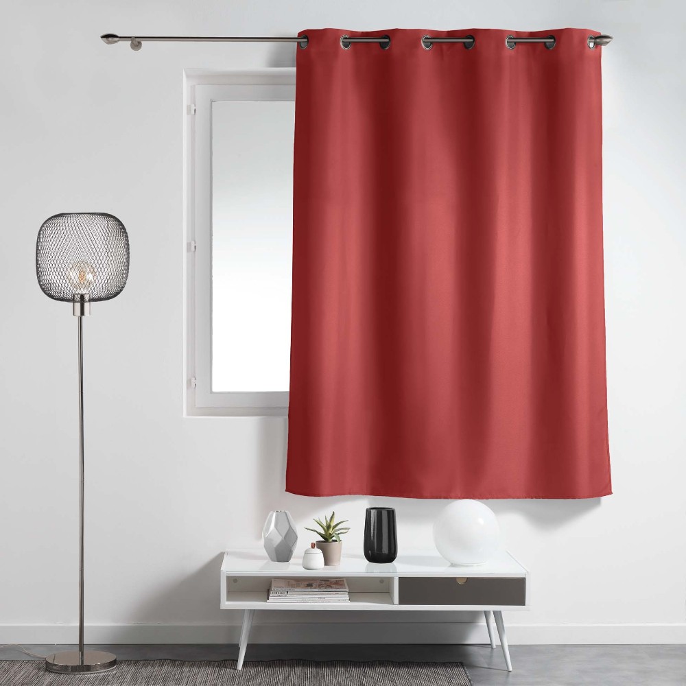 curtain-with-eyelets-plain-polyester-essential-pomegranate-140-cm-x-180-cm