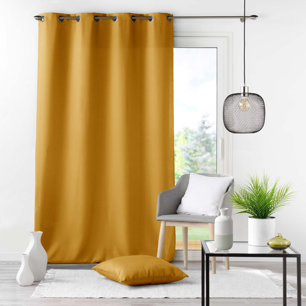 curtain-with-eyelets-plain-polyester-essential-brownish-yellow-140-cm-x-260-cm