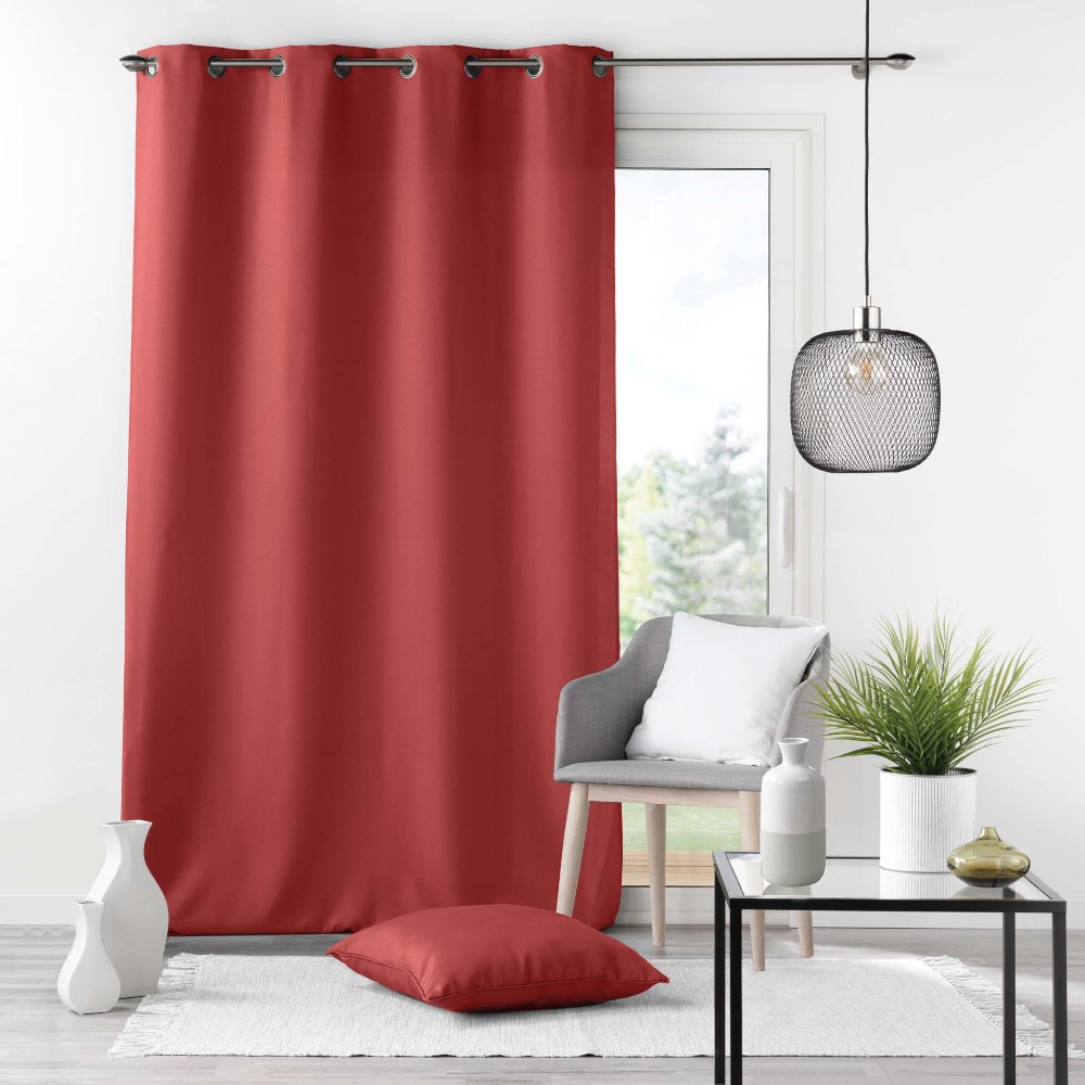 curtain-with-eyelets-plain-polyester-essential-pomegranate-140-cm-x-260-cm