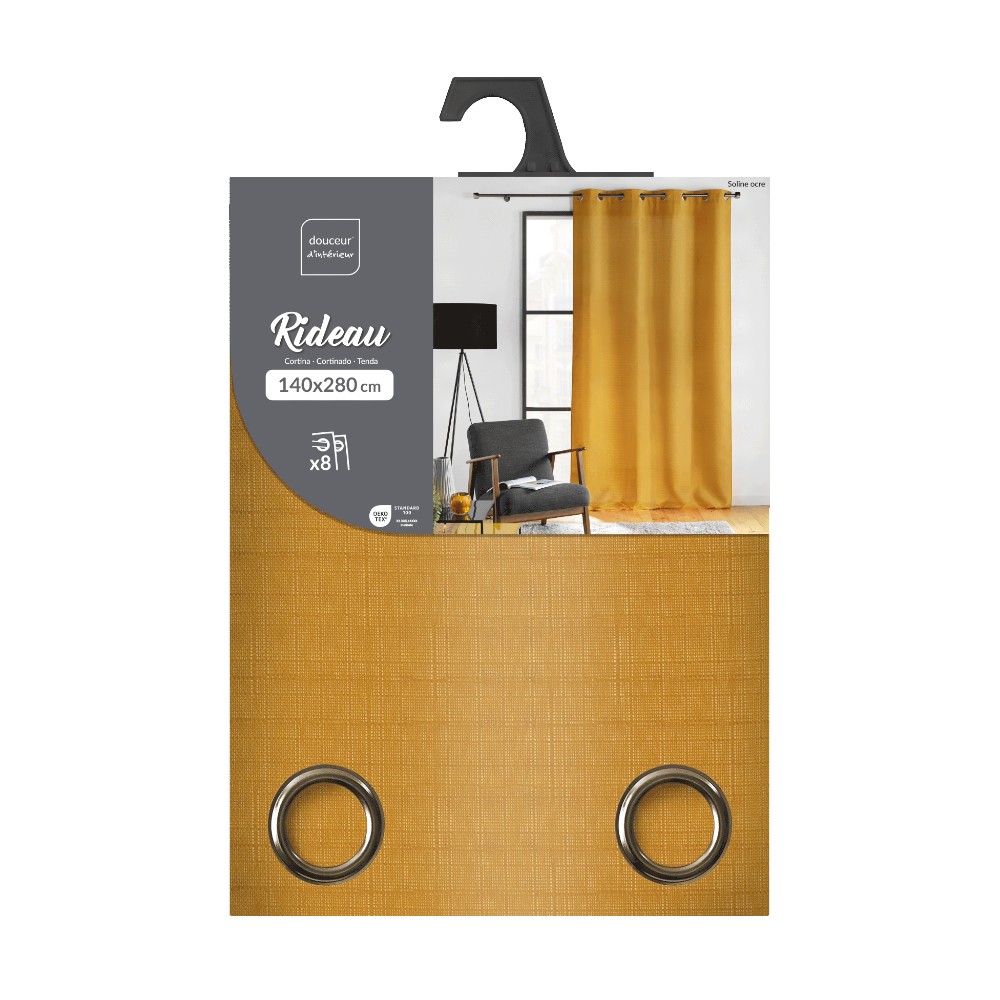 douceur-soline-ochre-eyelet-curtain-polyester-plain-140-cm-x-280-cm