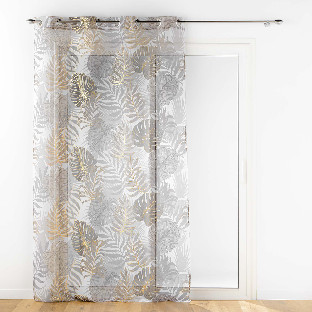 monstera-leaves-design-metallic-print-eyelet-net-curtain-140cm-x-240cm