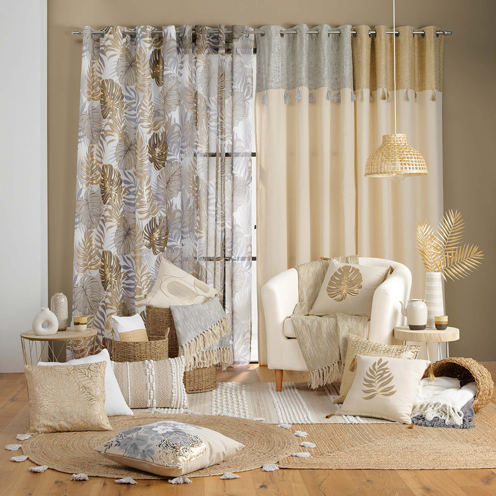 monstera-leaves-design-metallic-print-eyelet-net-curtain-140cm-x-240cm