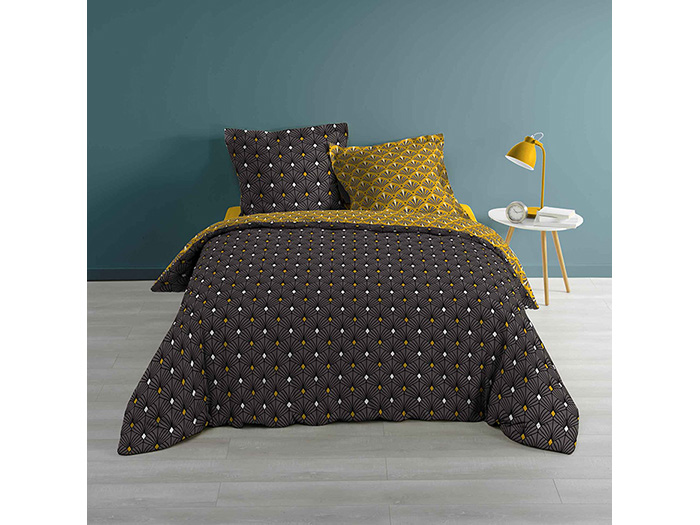 meloe-blue-print-cotton-duvet-cover-set-of-3-pieces-240-x-220-cm-taupe-and-yellow