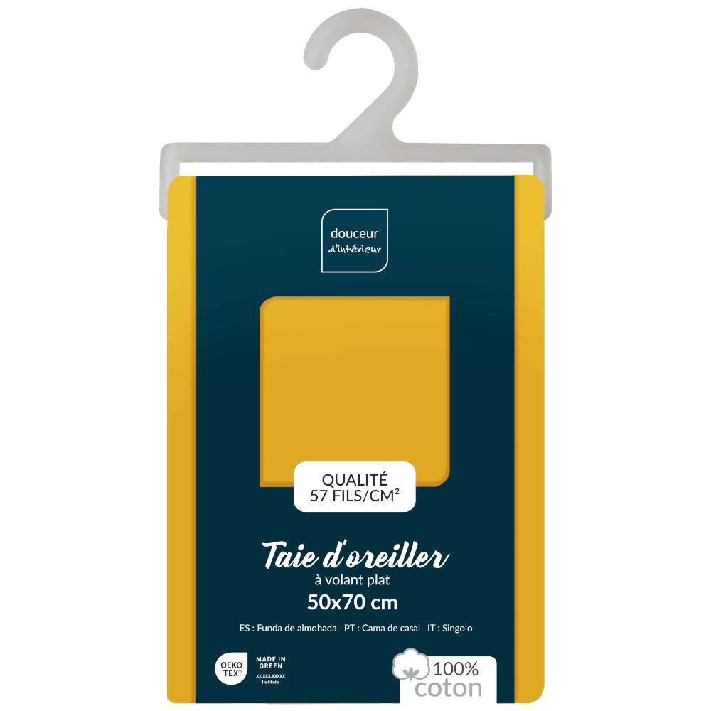 douceur-d’intérieur-lina-rectangular-oxford-cotton-pillowcase-50-x-70-cm-curry