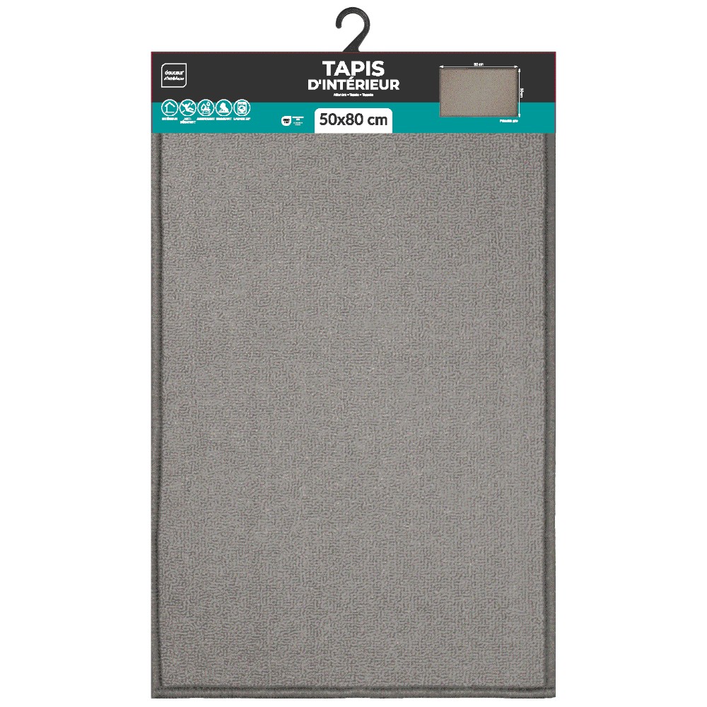 primobis-gris-plain-curly-rectangular-indoor-mat-grey-50-×-80-cm