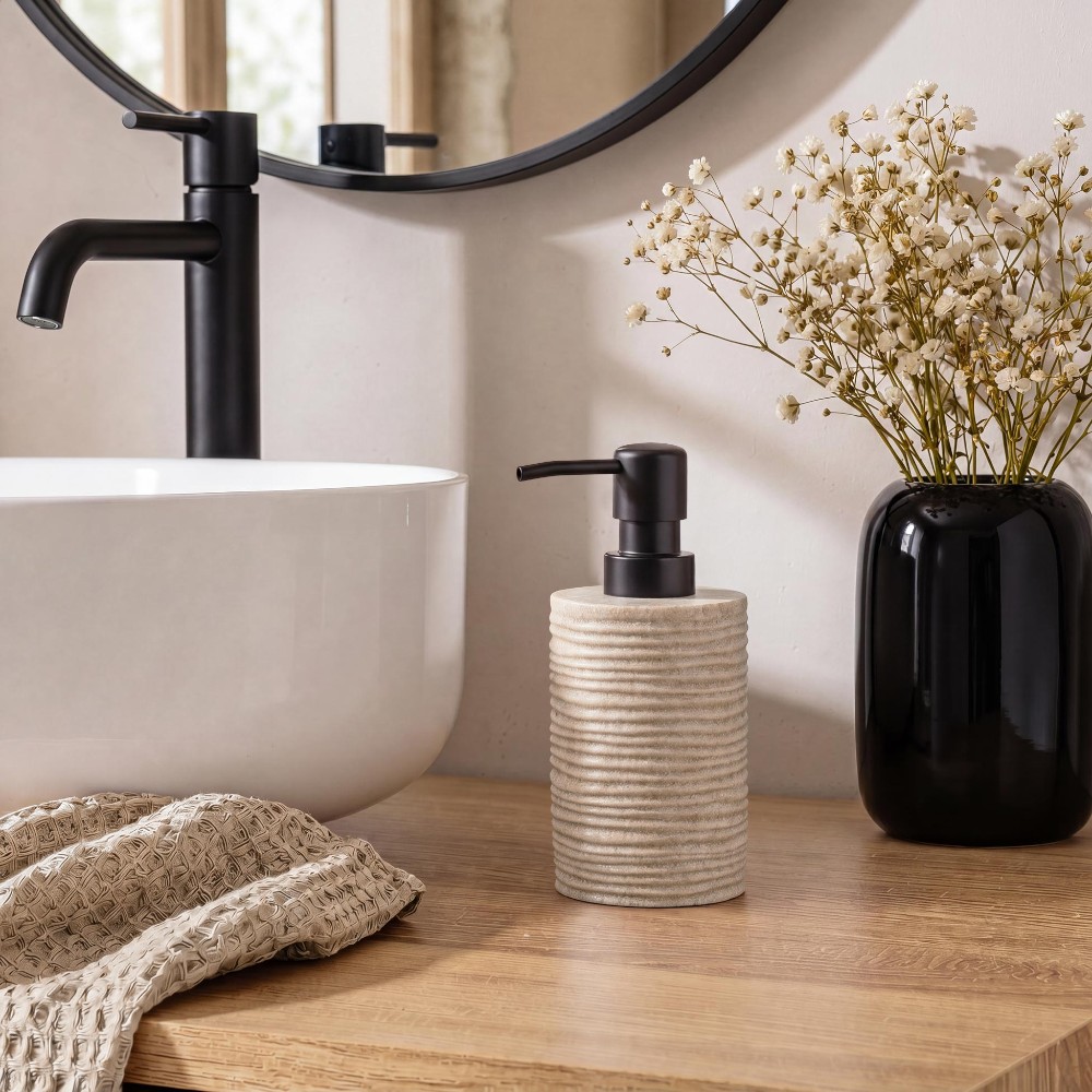 siloa-ribbed-polyresin-soap-dispenser-sable-–-7-3-×-16-5-cm