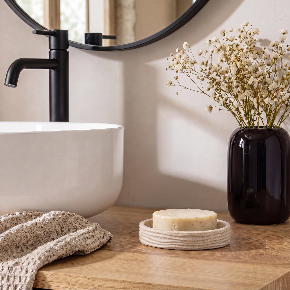 siloa-ribbed-polyresin-soap-holder-sable-12-5-×-9-cm