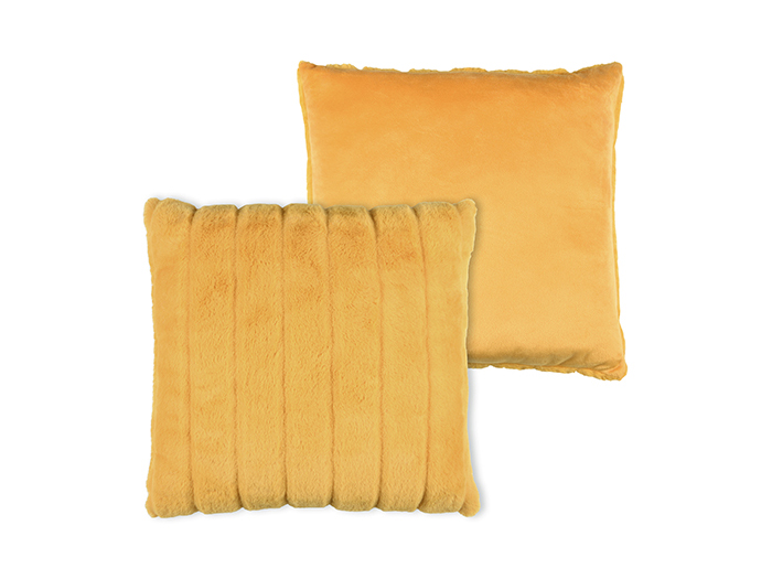 artificial-fur-lined-design-square-sofa-cushion-mustard-yellow-45cm-x-45cm