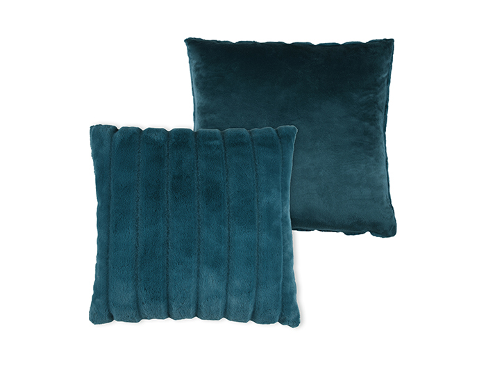 artificial-fur-lined-design-square-sofa-cushion-duck-blue-45cm-x-45cm