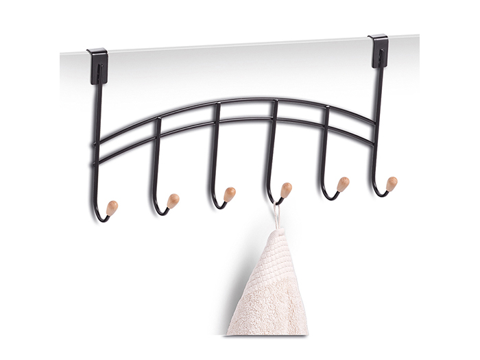 zeller-metal-and-wood-black-door-hanger-6-hooks-10cm-x-41cm