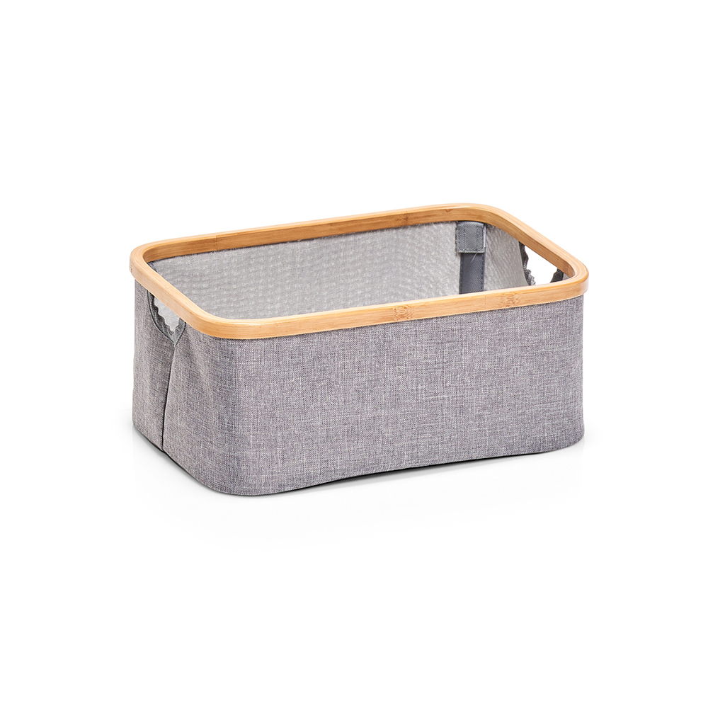 zeller-polyester-bamboo-storage-basket-grey-38cm