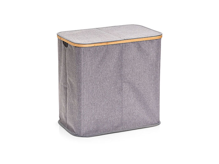 zeller-double-polyester-and-bamboo-laundry-basket-in-grey