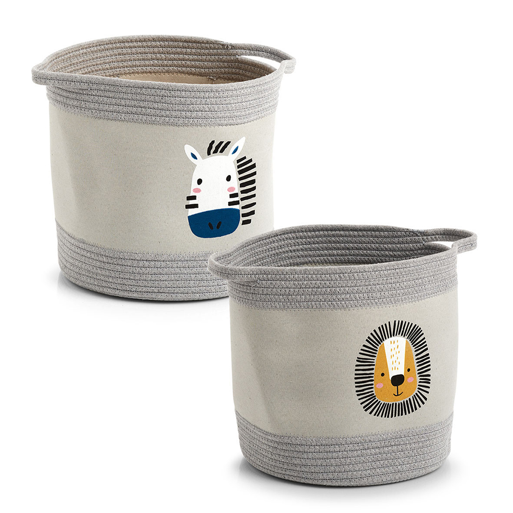 zeller-zebra-design-cotton-polyester-storage-basket-for-children-30cm