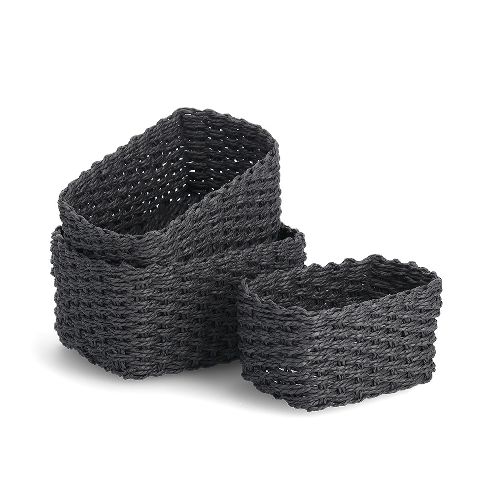 zeller-paper-mesh-storage-basket-black-set-of-3-pieces