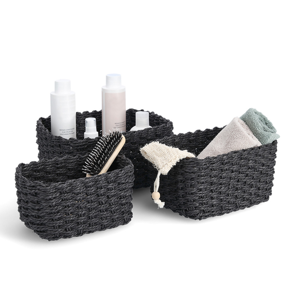 zeller-paper-mesh-storage-basket-black-set-of-3-pieces