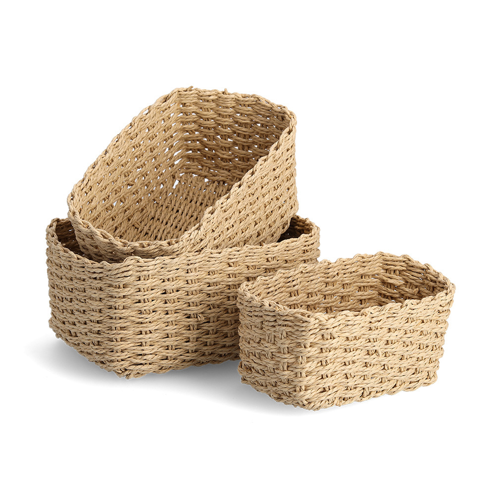 zeller-paper-mesh-storage-basket-natural-set-of-3-pieces