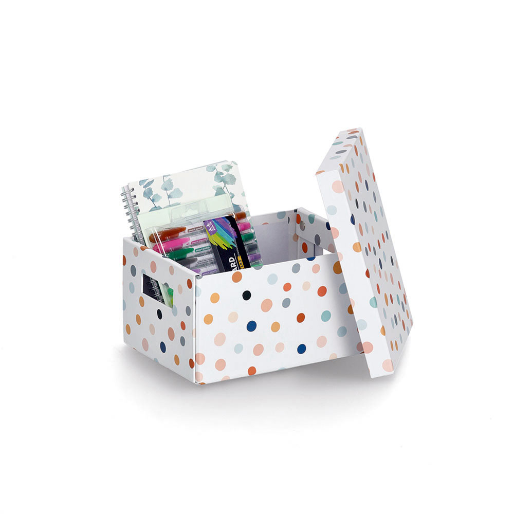 zeller-dots-recycled-cardboard-storage-box-18cm-x-13cm