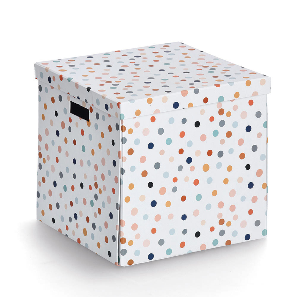 zeller-dots-recycled-cardboard-storage-box-33-5cm-x-32cm