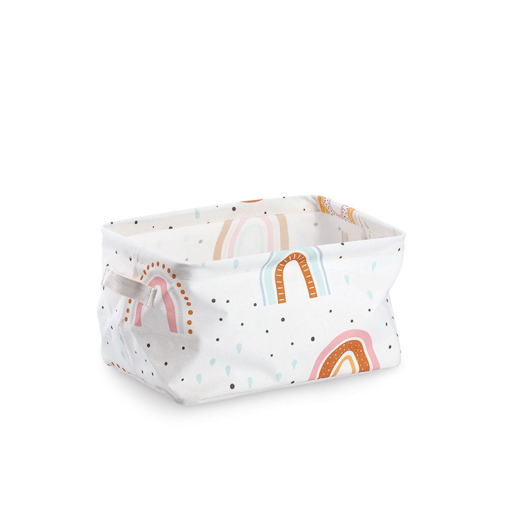 zeller-rainbow-design-canvas-storage-basket-white-28cm