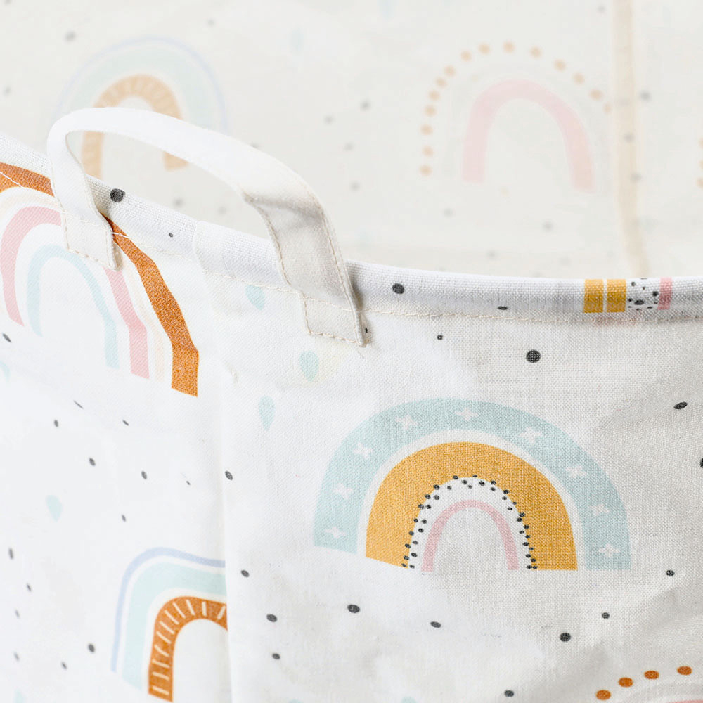 zeller-rainbow-design-canvas-laundry-basket