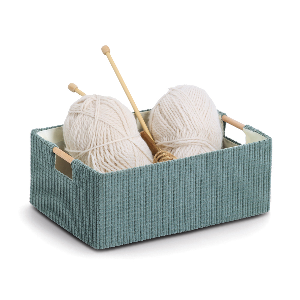 zeller-polycotton-wood-storage-box-sage-green-34cm-x-13cm