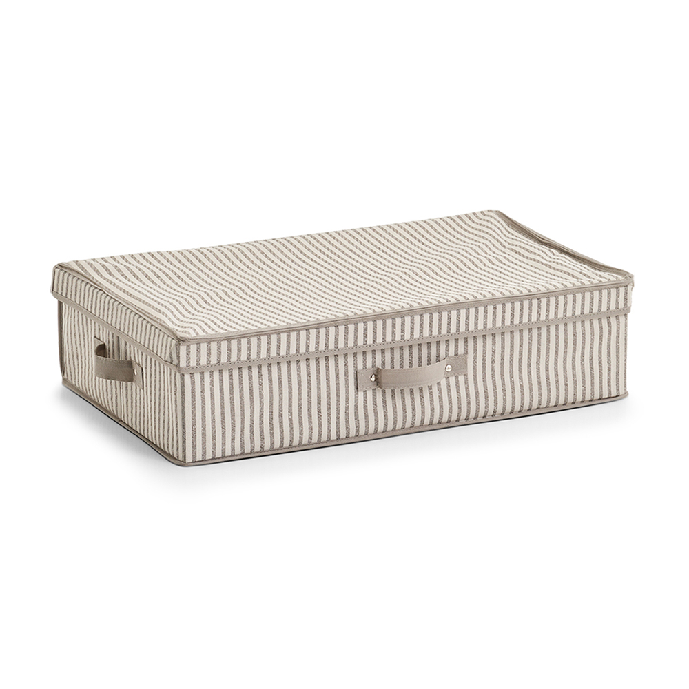 zeller-stripes-design-non-woven-storage-box-with-lid-beige-61-5cm-x-16-5cm