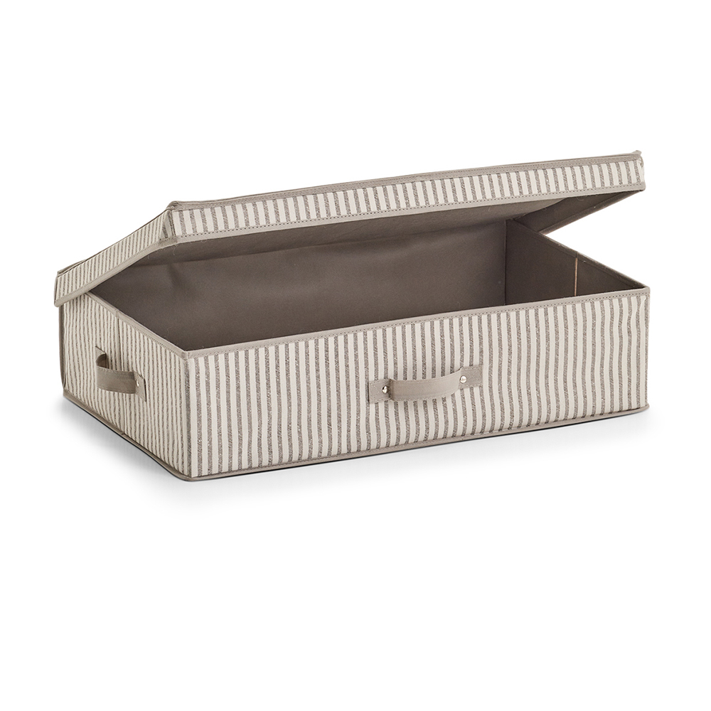 zeller-stripes-design-non-woven-storage-box-with-lid-beige-61-5cm-x-16-5cm