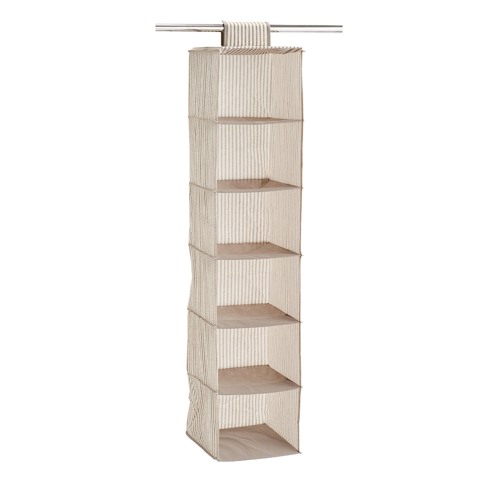 zeller-stripes-design-fleece-hanging-storage-compartment-beige-30cm-x-129cm