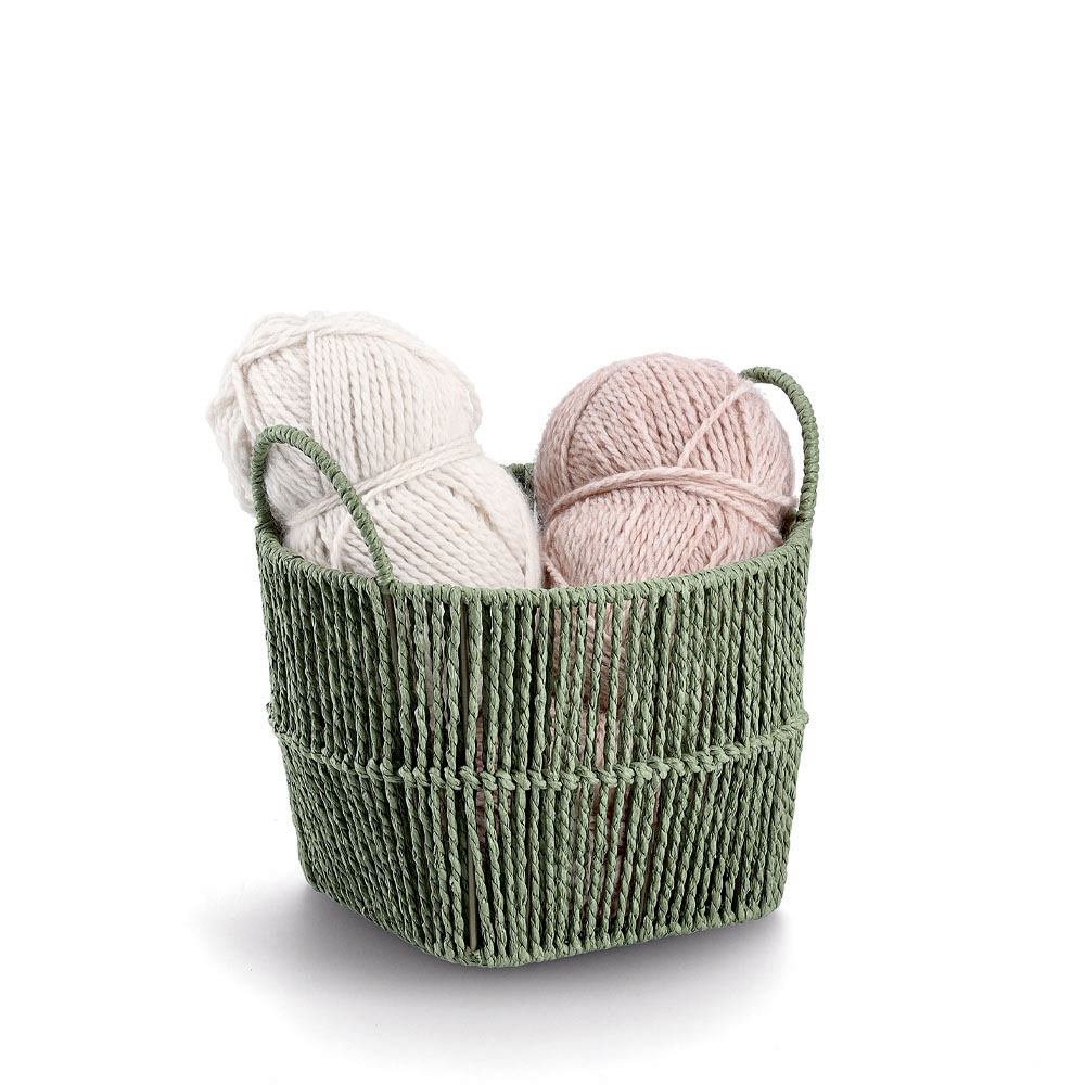 zeller-paper-mesh-storage-basket-sage-green-26cm