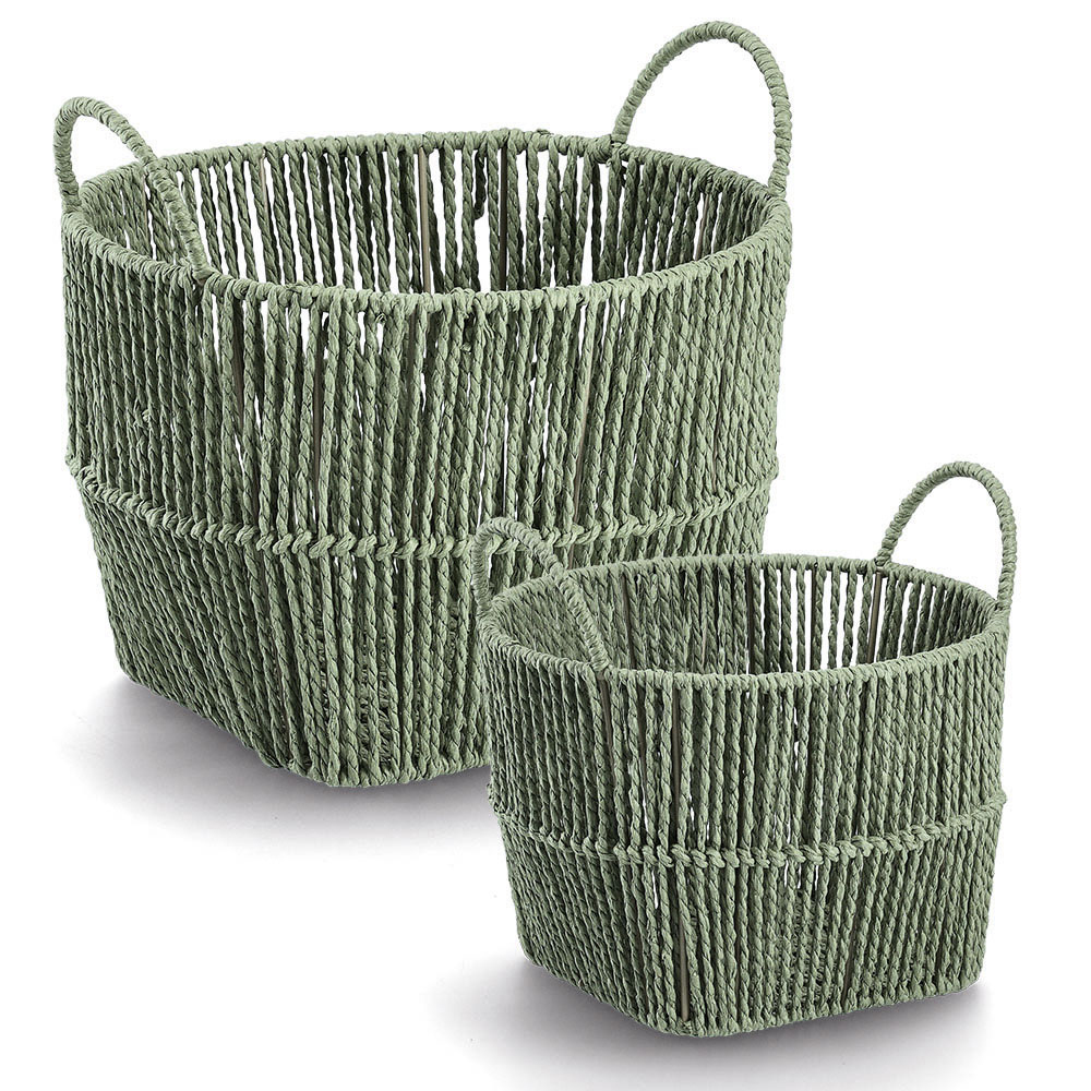 zeller-paper-mesh-storage-basket-sage-green-26cm