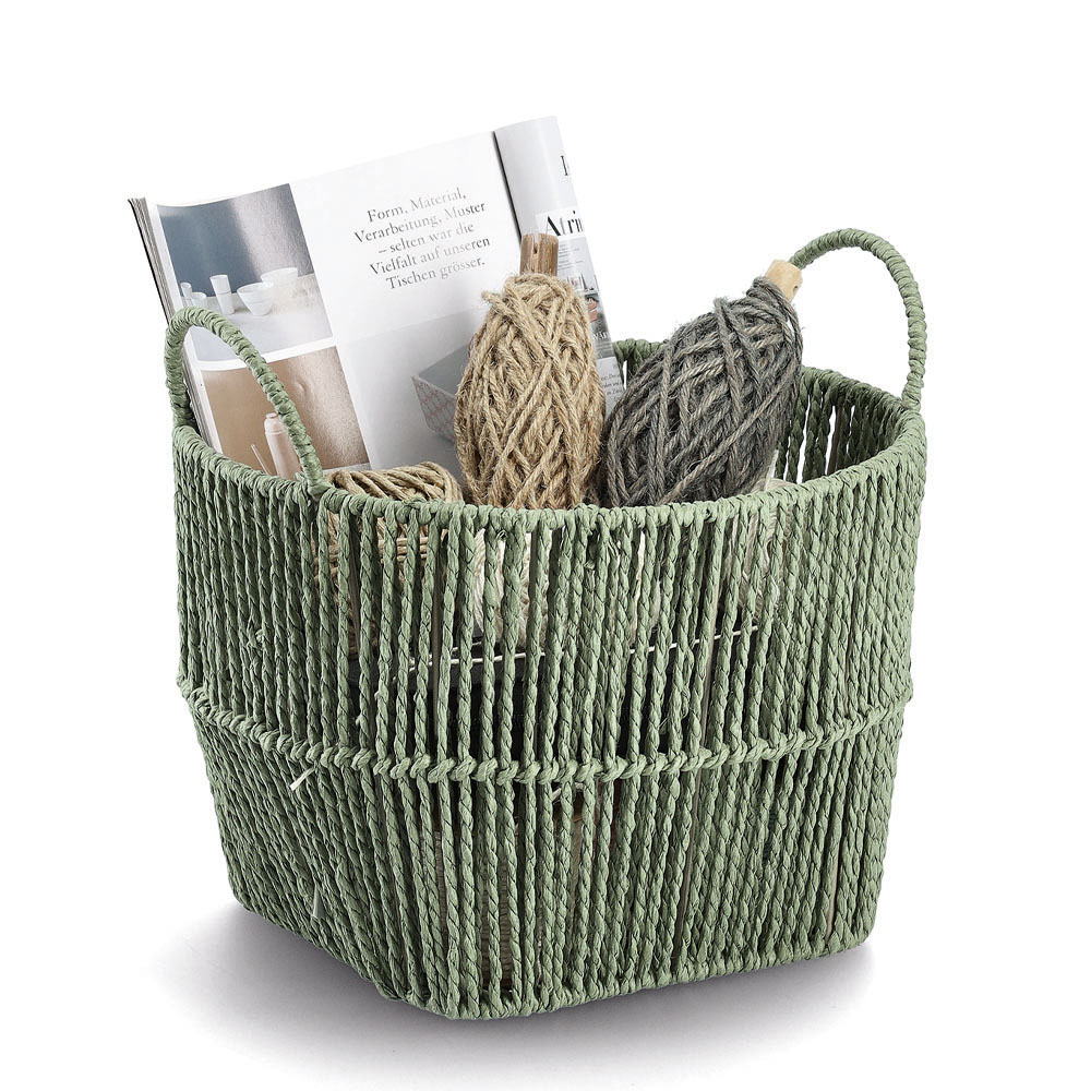 zeller-paper-mesh-storage-basket-sage-green-30cm
